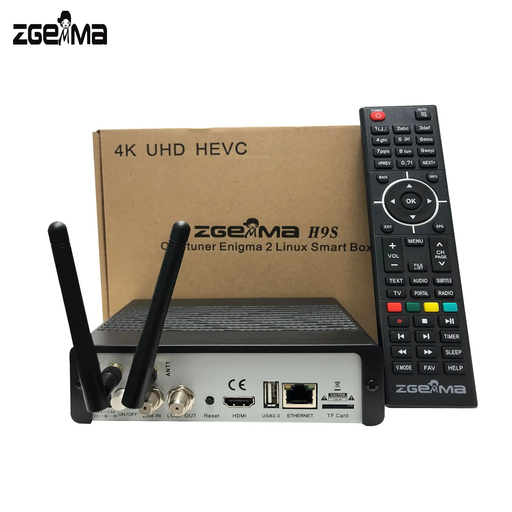 2 шт./лот 4K 2160 Linux E2 Zgemma H9S одиночный тюнер DVB S2X IPTV STALKER WIFI Встроенный спутниковый
