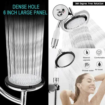 

Shower Faucet 6 Inch Large Panel Round Rain Head Water Heater Pressurized Spray Rainfall Shower G1/2 Hand Shower Head Negative