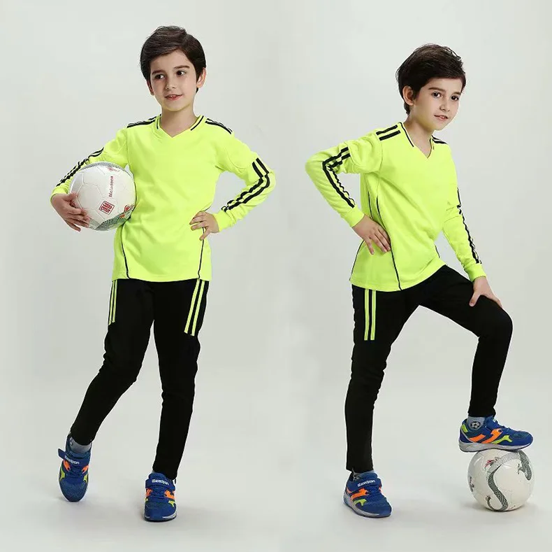Зимняя плотная Спортивная одежда для детей с длинным рукавом, Футбольная форма, Детские майки для футбольной тренировки, спортивный костюм, комплект спортивных костюмов, футбольные майки