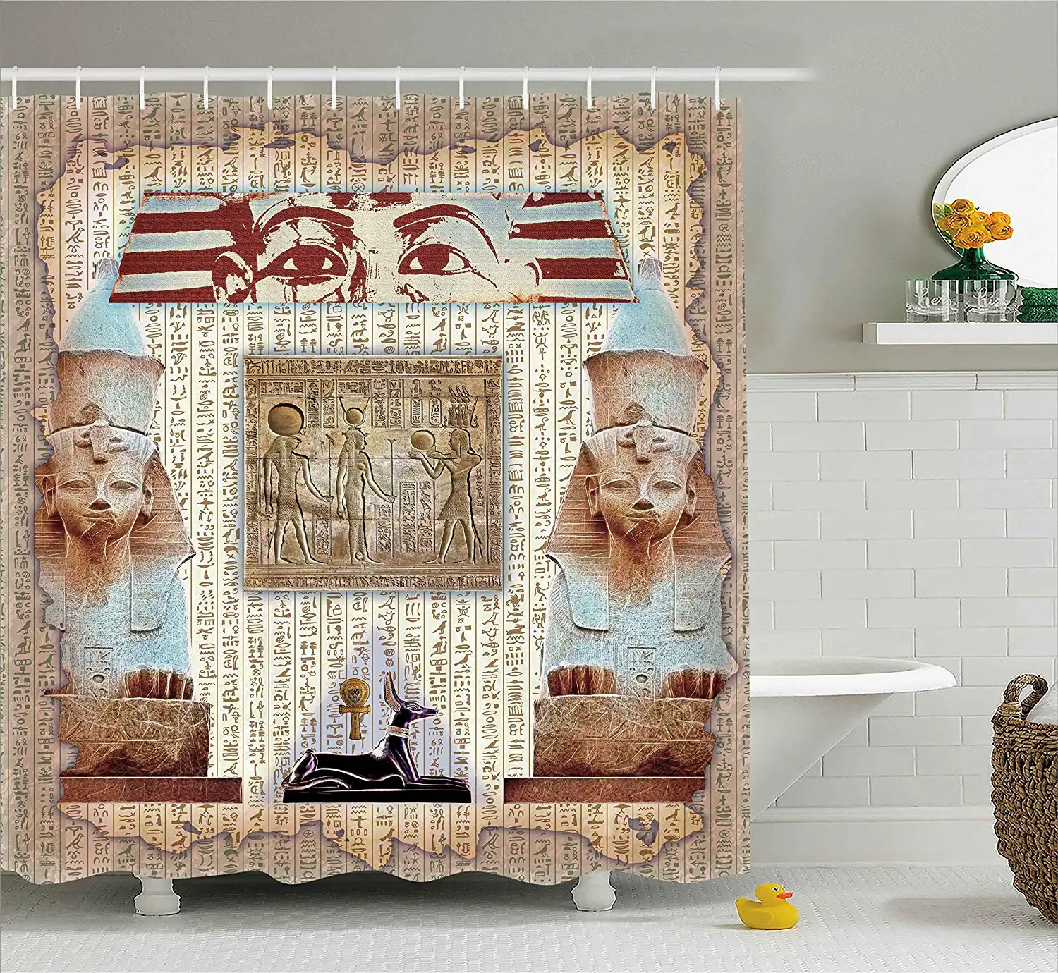 Egypt Decor Shower Curtain Eastern Heritage Ancient Egyptian Pharaoh
