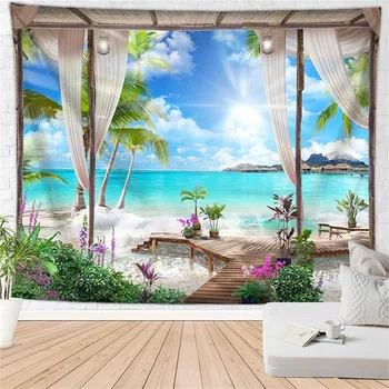 

Multi Pattern Sunset Sea Side Scenery Ocean Background Wall Printing Home Tapestry Wall Hanging Decoration #Y5