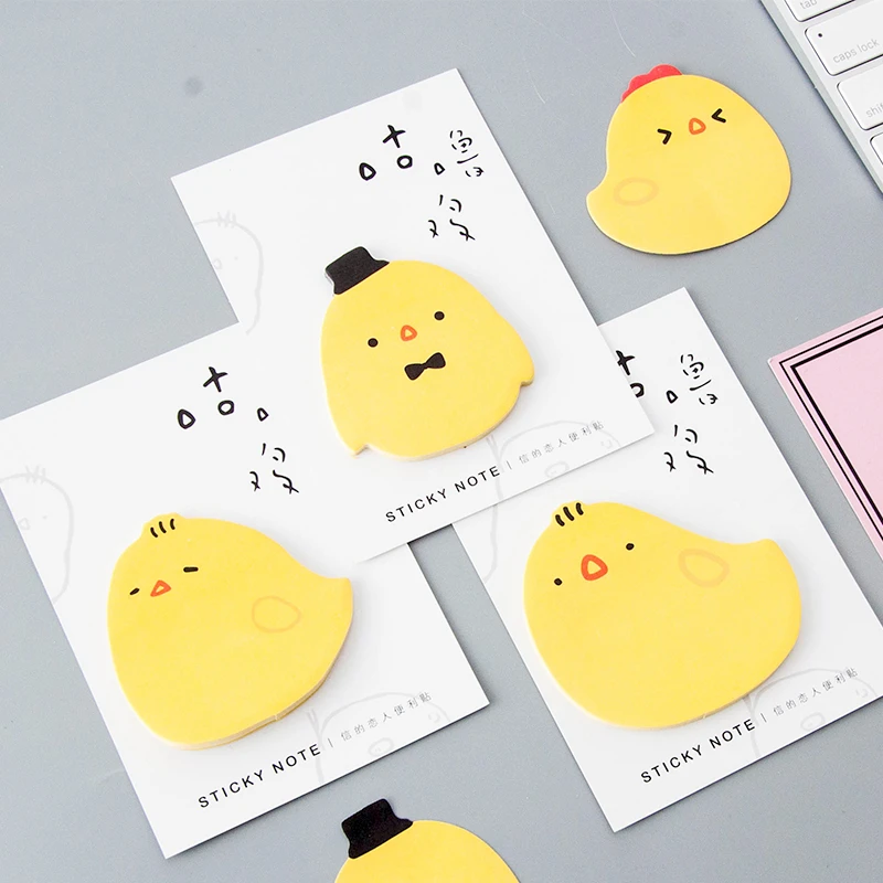 4 個かわいい漫画のひよこメモパッド付箋文房具ポストイットに注意プランナーメモ帳事務スクールサプライポータブル付箋 Aliexpress