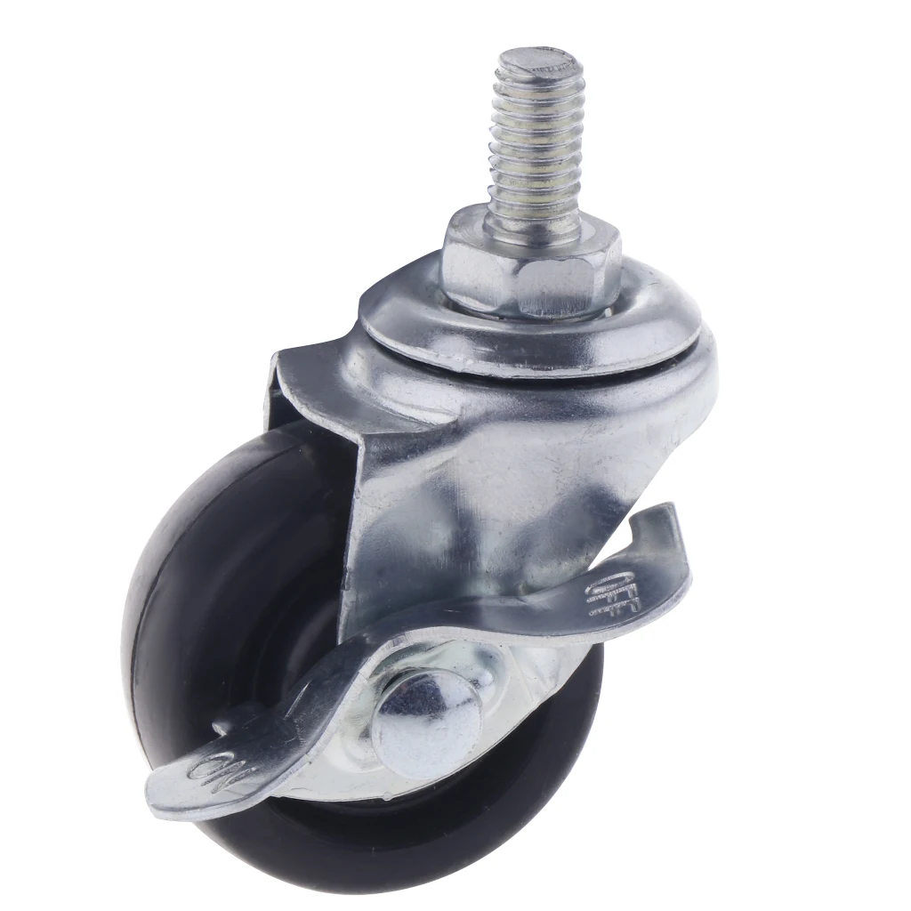 1.5 Inch Rubber Swivel Plate Caster Wheel M8 Universal Replacement With Brake, Material: Rubber, economic choice