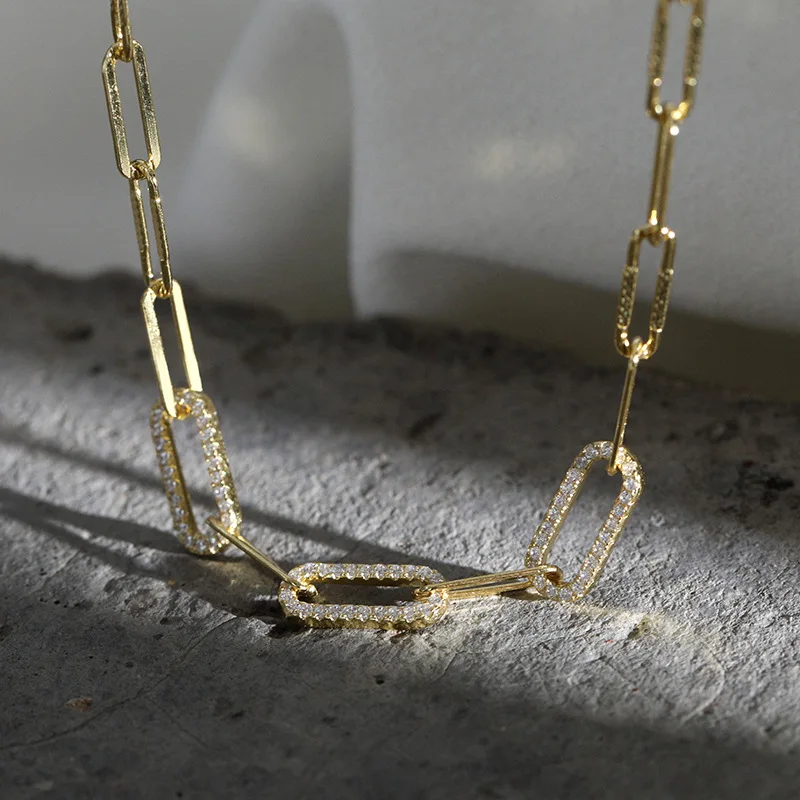 

Silvology 925 Sterling Silver Thick Chain with Zircon Choker Necklace for Women Exaggeration Necklace Lady Luxury Jewelry Silver