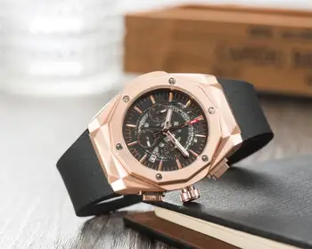 

Men's 6 Pin Date Display Quartz Watch Business Sports WristWatch Clock Silicone Strap relogio masculino 2020