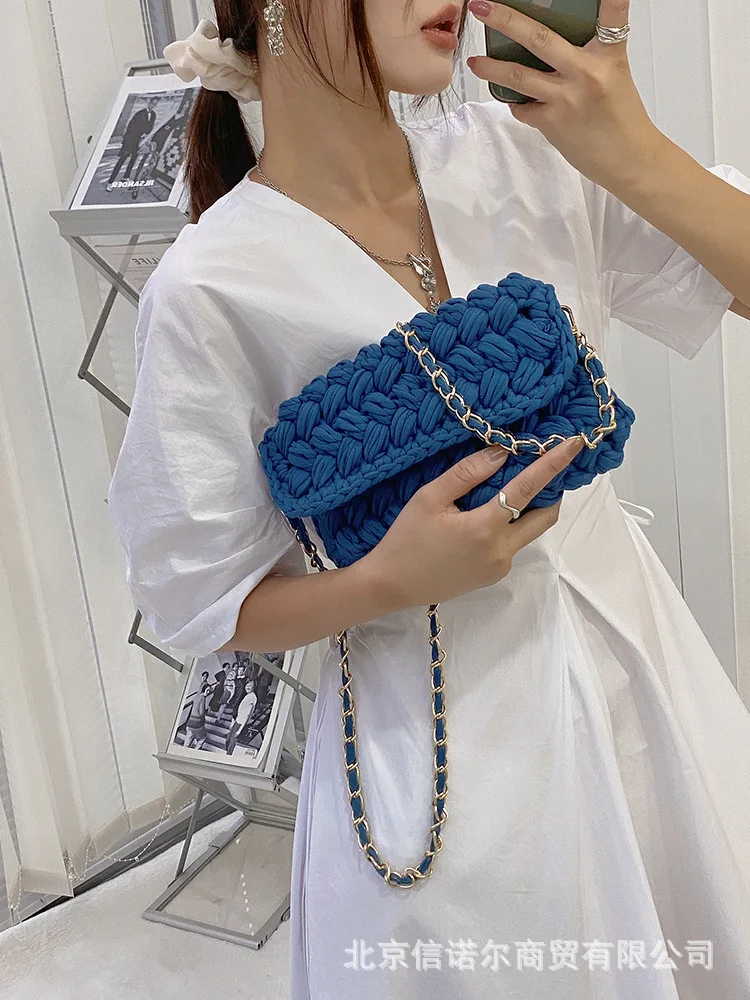 Bags for Women Hand Woven Bag Strip Thread Hook Knitted Women's Shoulder/Crossbody Bag Clutch Bag bag