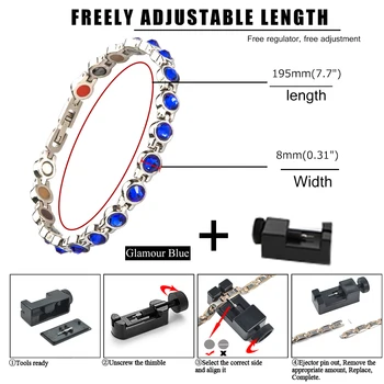 

2020 Fashion Shiny Pink Blue Green Zircon Magnetic Therapy Bracelet Exquisite fashion lady zircon energy bracelet holiday gift