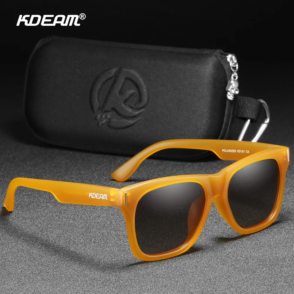 

KDEAM New Square Polarized Sunglasses Men Multi Color Coating Sunglass All Black Shades Zipper Box Included Cat.3 CE