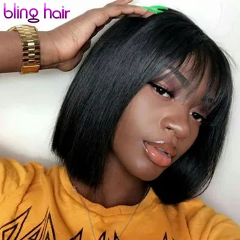 

bling hair Short Bob Wig Brazilian Human Hair Wigs With Bangs Free Part Side Part Cheap Straight Hair Wig Pixie Cut Bang Wigs