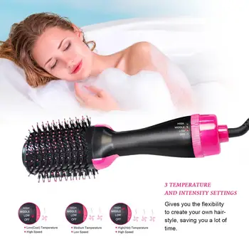 

Hair Dryer Brush Electric Hot Air Rotate Brush Hair Fluffy Volumizing Dryer Blower Negative Ion Hair Curling Straightening Combs