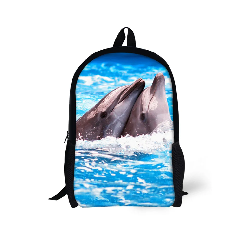 Ocean Dolphin Print for Kids Shcool Backpacks Men Women Bags with Pencil Case Kids 16 Iinch Anime Cute Brand Bookbag