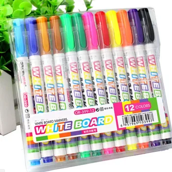 

12Pcs New 12 Colors White Board Maker Pen Whiteboard Marker Liquid Chalk Erasable Glass Ceramics Maker Pen Office School Supply