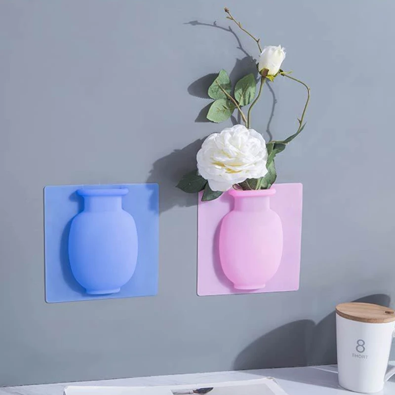 

Magic Silicone Sticky Vase Flower Plant Wall Fridge Container Bottle Storage DIY X4YE