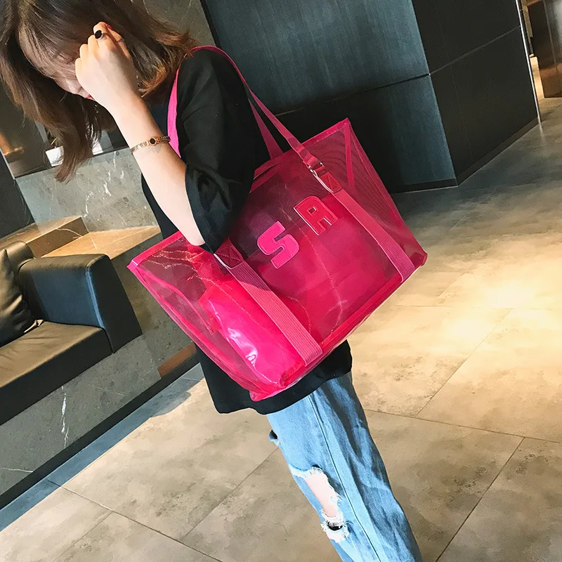 

WOMEN'S Bag 2019 New Style PVC Toth Different Size Bags Handbag Large Capacity Transparent WOMEN'S Shoulder Bag