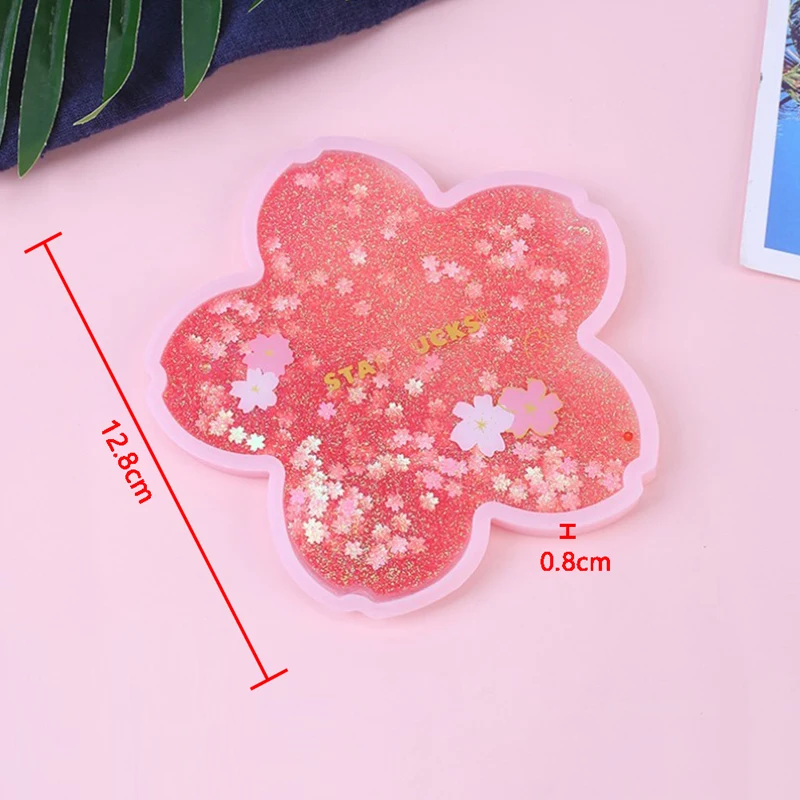 Pink Glittering Cherry Blossom Coaster Cat Cup Accessory