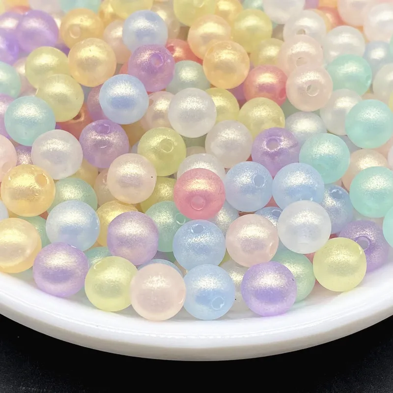 Perles rondes en acrylique pour fabrication de bijoux, lot de 50 pièces de 8mm et 256 perles rondes pour création de bracelet et pendentif, DIY