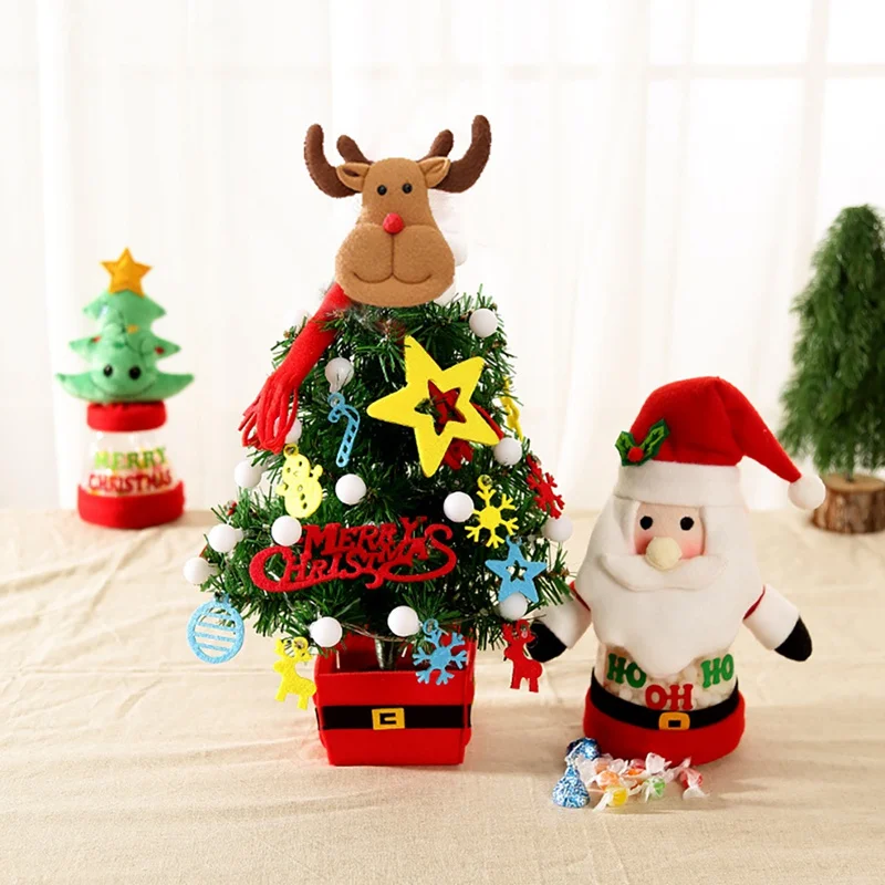 40CM Tall Cartoon Artificial Christmas Tree With LED String Light Battery Or USB Operated For Home Office Shopping Mall Decor