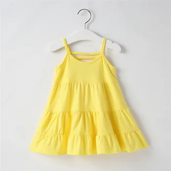 

2020 Summer Dress Girls Children Toddler Baby Sleeveless Strap Cotton Dresses Causal Loose Sundress Vestido Clothes For Kids