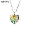 New Sunflower Heart Necklace Yellow Sunflower Pendant Glass Picture Jewelry Silver Heart Necklace HZ3 ► Photo 3/6