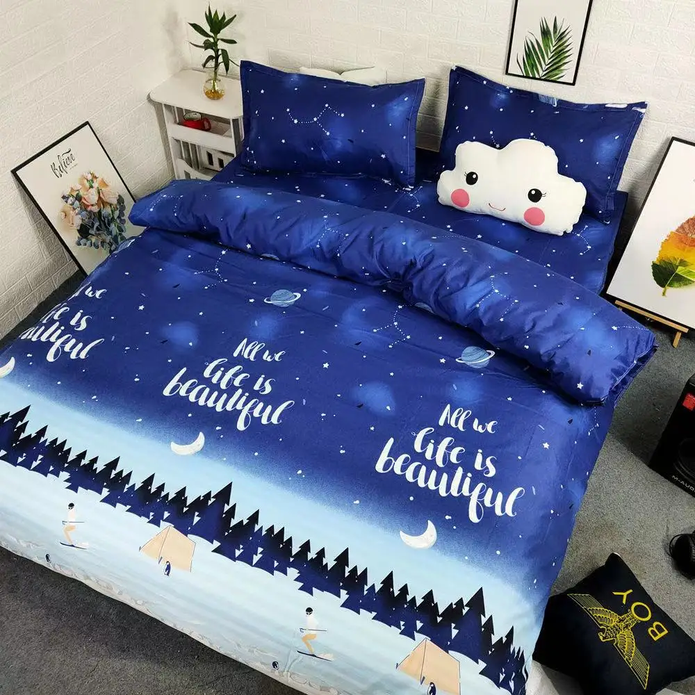 Starry Sky Four-piece Suit 1.5 M1.8 M 2.0M Bedding Single Student Dormitory Three-piece Suit oversized king comforter Bedding Sets