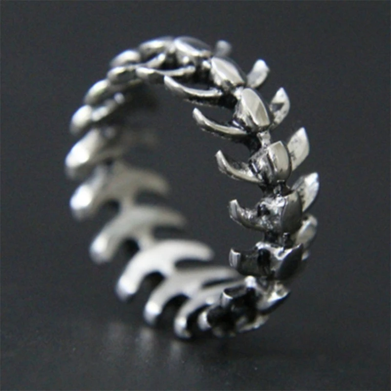Fashion popular creative rock hip hop retro simple fish bone men and women universal ring birthday gift party jewelry wholesale - Image 3