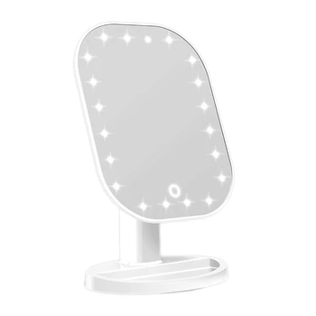 

Touch Dimmer Led Mirror Press Screen Makeup Mirror Luxury Mirror with 20 Led Lights 180 Degree Adjustable Table Makeup Mirror Wh
