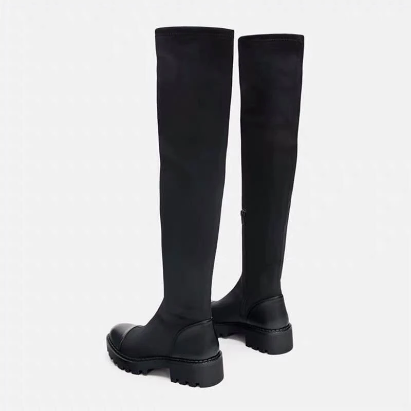 Slim Stretch Lycra Knee High Boots Platform Winter Boots Women Long Boots Winter Shoes Women Sock Boots Over the Knee Boots