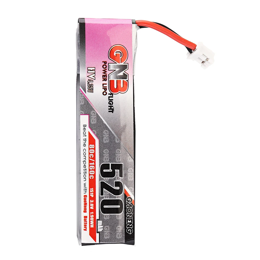 Аккумулятор Gaoneng GNB FPV Lipo 520mAh 3,8 V 80C 1S HV 4,35 V PH2.0 для дрона Emax Tinyhawk LDARC TINY Cine Whoop BetaFPV