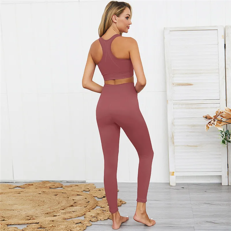 Active Wear Women Sport Suit Yoga Set Ensemble Seamless Sportswear Leggings Fitness Workout Gym Wear Running Clothing Tracksuit