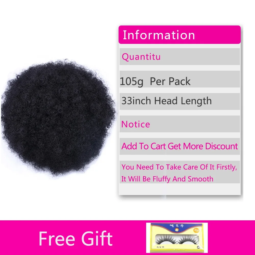 Short High Afro Puff Hair Bun Kinky Curly Wig Drawstring Ponytail Clip in on Synthetic Naturel Chignon Black Woman