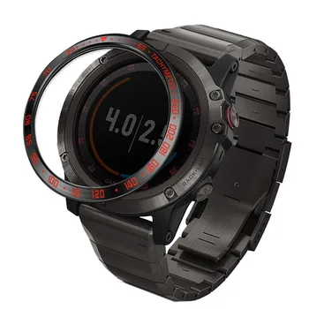 

for Garmin Fenix 5/5 Plus Watch Bezel Ring Stainless Steel Sculptured Tachymeter Adhesive Cover Anti-scratch Protection Ring