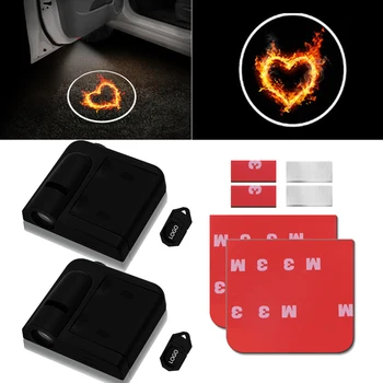 

2pc wireless Led car door welcome Laser projector Logo ghost shadow lights Door lamp love logo laser projector slide Car styling