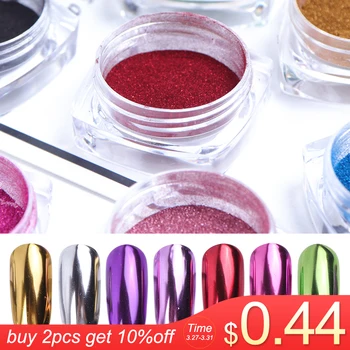 

1box Rose Gold Mirror Powder Nail Glitter Purple Blue Silver Holo Chrome Nail Pigment Pearl Powder Decoration Manicure LAC/ASX