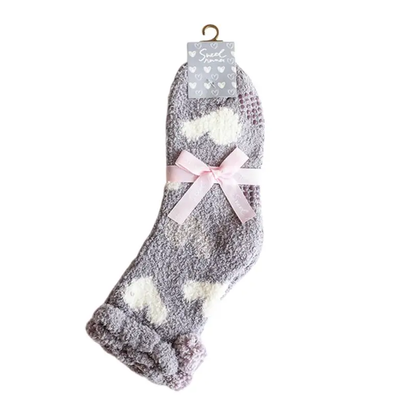 Sweet Lady Women Christmas Stockings Cute Girls Thick Warm Coral Fleece Socks