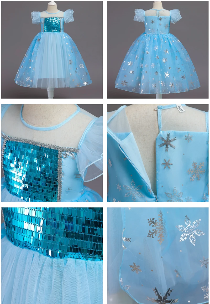 Elsa Sleeping Beauty Cosplay Costume Elegant Princess Dress for Girls Childrens Party Dress-up Snow White 4-10T Kids Ball Gown