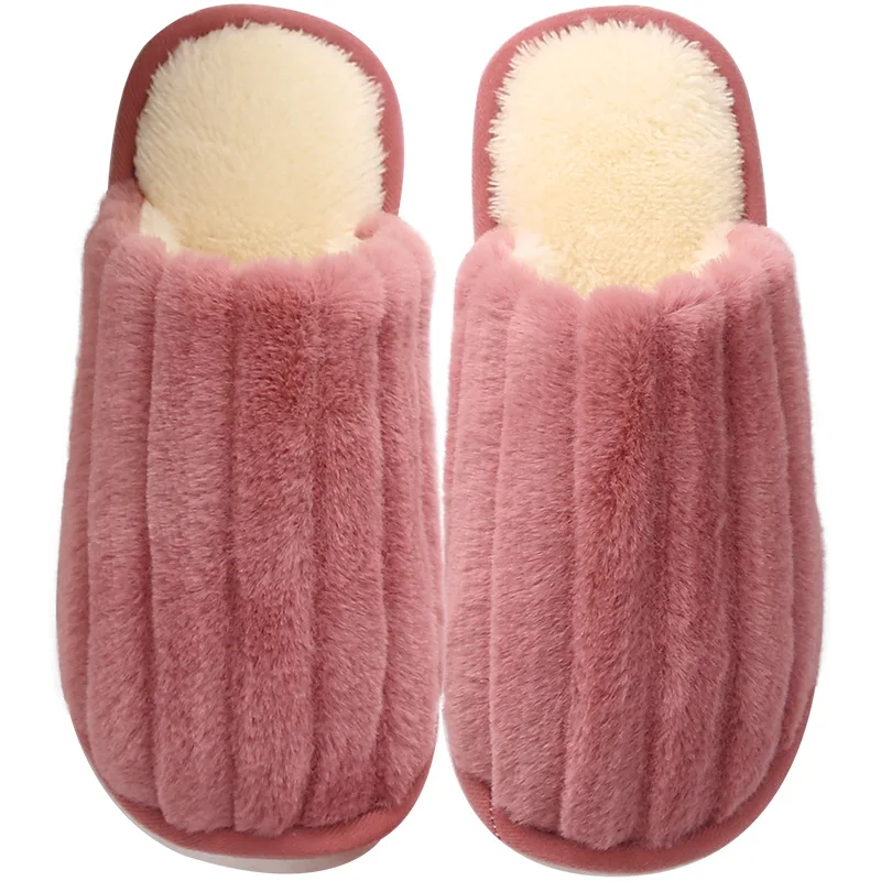 

Warm Cotton Slippers Home Women's Plush Autumn And Winter Soft-Sole Winter Cotton Slippers Couples Closed-toe Anti-slip Suede Si