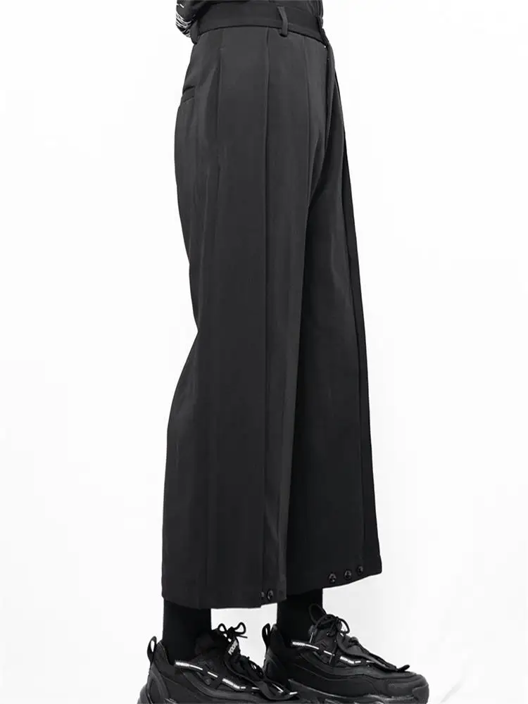 Men's Knickerbockers Casual Pants Turnip Pants Spring And Autumn New Black Pants Button Design Two Wear Straight Pants