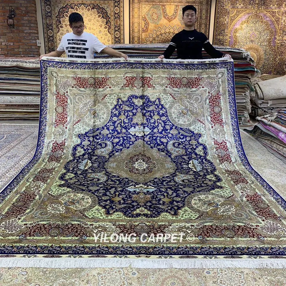Yilong 8'x10' персидский шелковый ковер ручной работы Hereke семейная комната Vtg ковер(SL192A