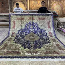 Yilong 8'x10' персидский шелковый ковер ручной работы Hereke семейная комната Vtg ковер(SL192A