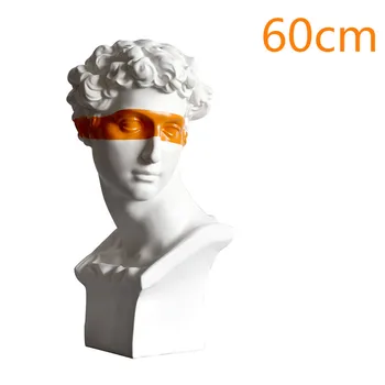 

Modern Orange/yellow Eye Mask Sculpture Statue Crafts Home Decoration R2223 Greek Figurine Resin Giuliano De' Medici Apollo Art