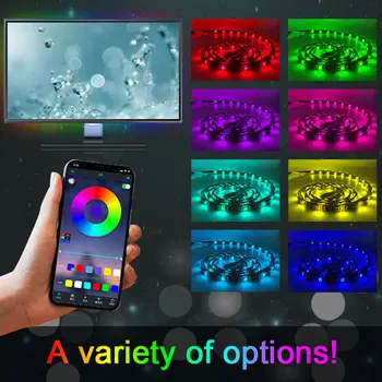 

DIY 5M LED Strips Lights Bluetooth With 24 Keys Iuces RGB 5050 SMD Waterproof Flexible TV music rhythm light belt setfor Indoor