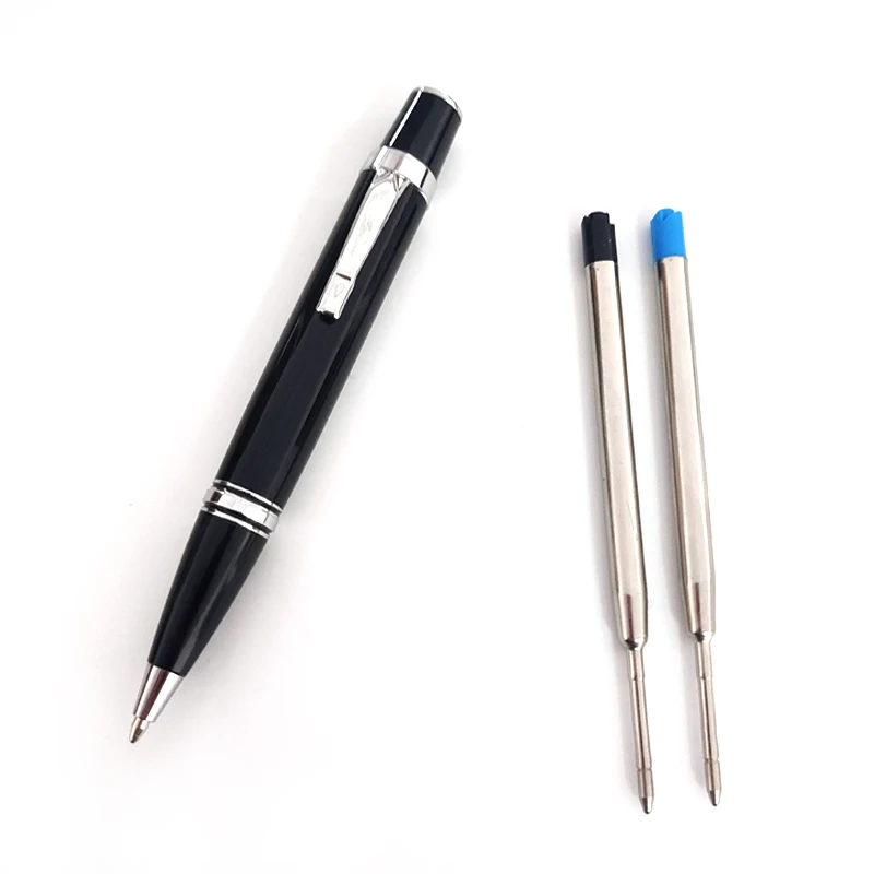 EZPENCILS & GIFTS Blank Pens Bulk - Colored Ballpoint Pens - Silver Accents  and Black Grip - Blue Ink - Bullet Pens – Silver Body - 10 Pcs