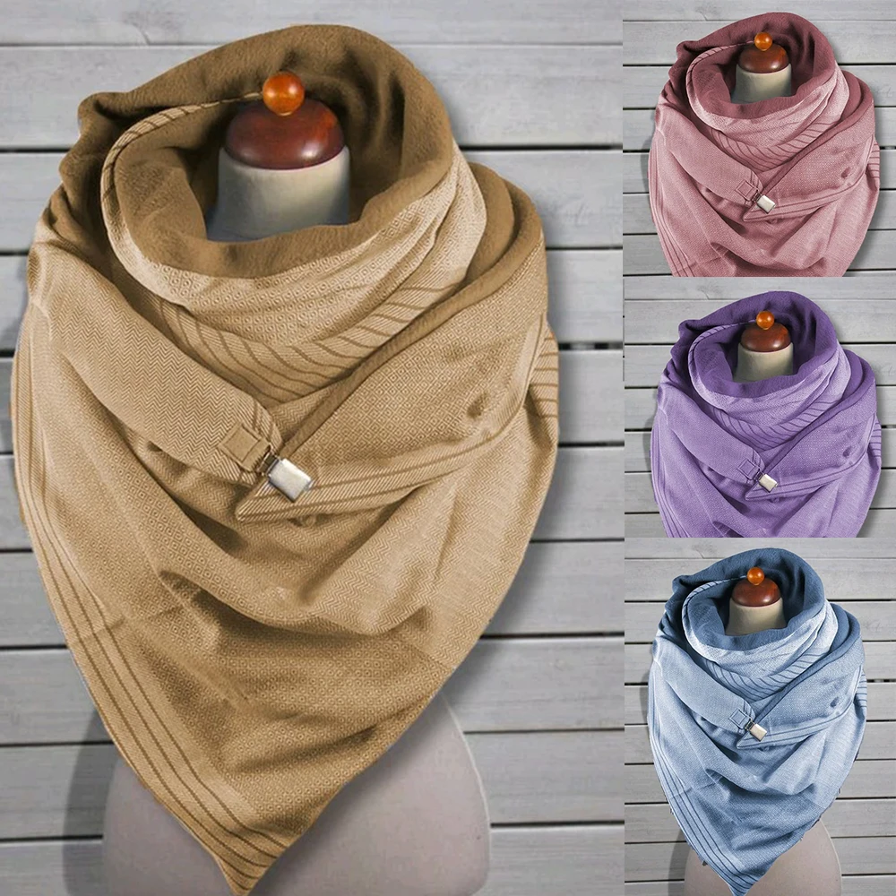 

Winter Warm Knitting Scarves Solid Printing Metal clip Wraps Shawls Autumn Fashion Ring Foulard Scarves Soft Casual Wrap
