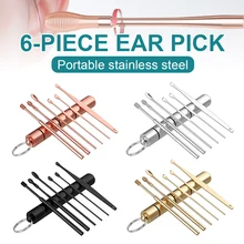 

6Pcs Ear Cleaner Wax Remover Tool Kit Stainless Steel Ear Cleaner Spoon Ear Pick Ear Cleaning Tool with Storage Can Ear Care Set