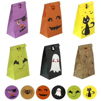 

48 Pcs Halloween Food Packaging Bag Oilproof Paper Bag Candy Bag with Sealing Paste