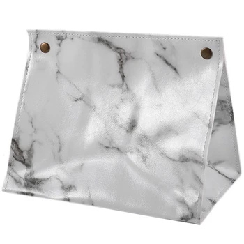 

Marble Pattern Tissue Box Pu Leather Home Car Napkin Paper Container Paper Towel Napkin Case Pouch Home Decor—White