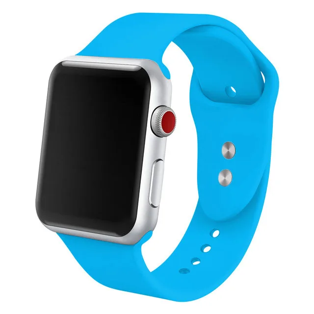 Силиконовый ремешок для наручных часов Apple Watch, 42 мм, 38 мм, Версия 44 мм 40 мм резиновый браслет для наручных часов Черные полуботинки со шнуровкой и ремешком наручных часов Iwatch серии 4/3/2/1 браслет - Цвет ремешка: NO.32.Sky-Blue
