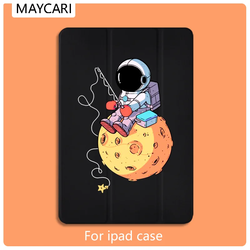

Ipad 2 3 4 White Leather PU Hard Back Case Astronaut Funny Cover Protective For 2020 iPad Pro 11 12.9 10.5 7.9 inch Mini 1 2 3 5