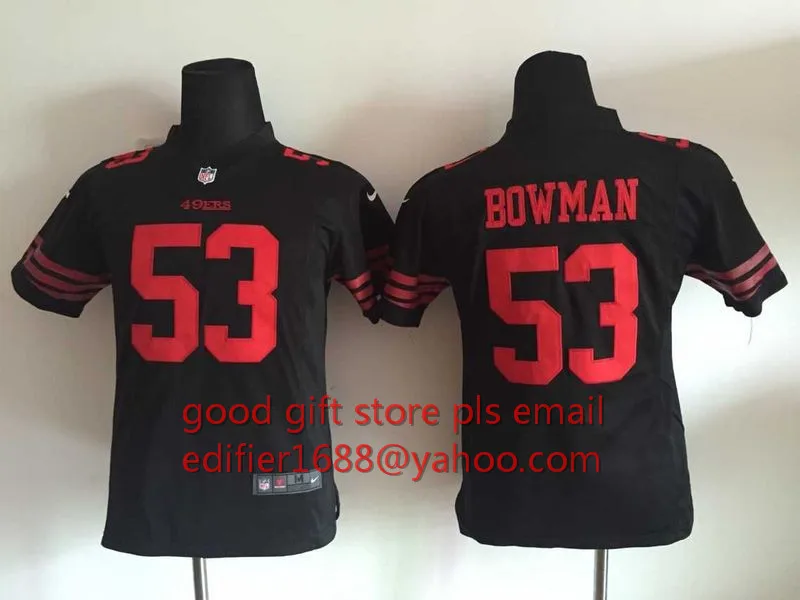 Сшитый Молодежный Сан-Франсиско s Детский 16 Joe Монтана 42 Ronnie Lott 80 Jerry Rice 82 Torrey Smith 81 Anquan Boldin Джерси - Цвет: Коричневый