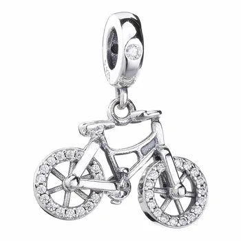 

Original Brilliant Bicycle With Crystal Pendant Beads Fit 925 Sterling Silver Charm Bracelet Bangle Diy Jewelry